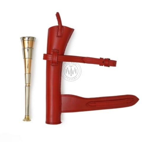 Fox Hunting Horn with Leather Case, Fox Hunting Horn, 3 Band Horn, Hunting Horn with Leather Case, fox hunting horn for sale, Fox Hunting Horn