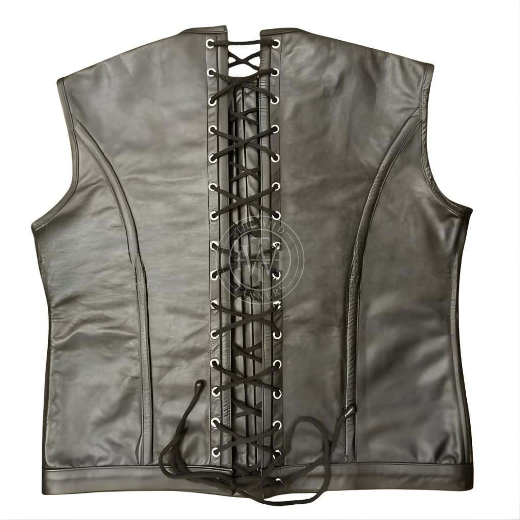 Steel Boned Victorian Style Leather Vest For Men, view 4