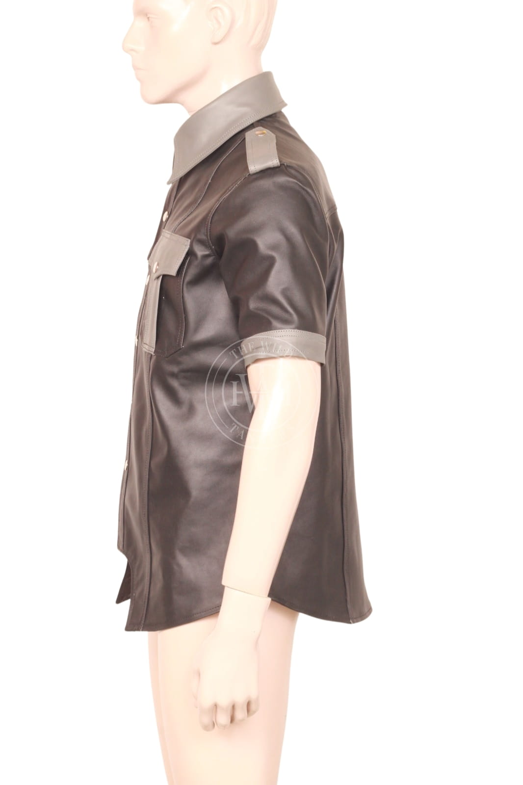 Handmade Short Sleeve Leather Shirt for Men, view 4