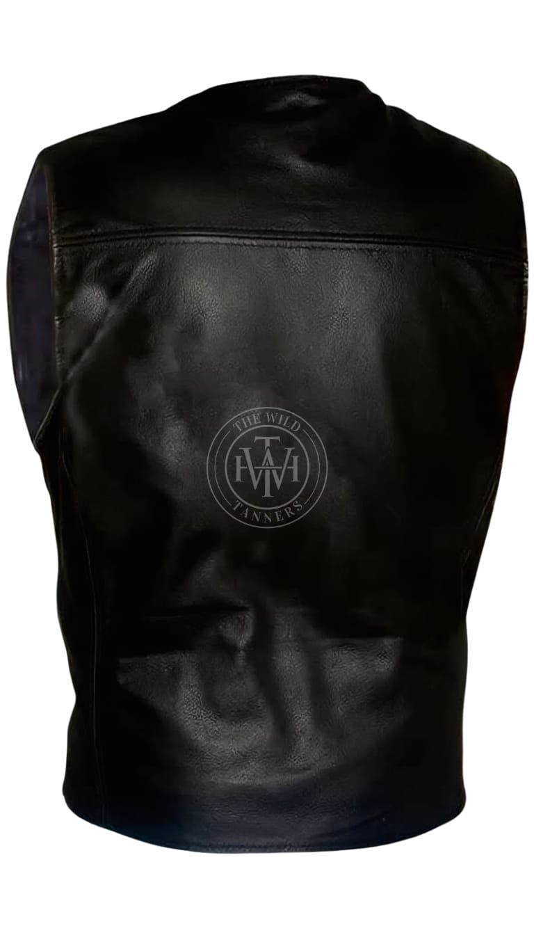 Men's Leather Biker Vest, view 3