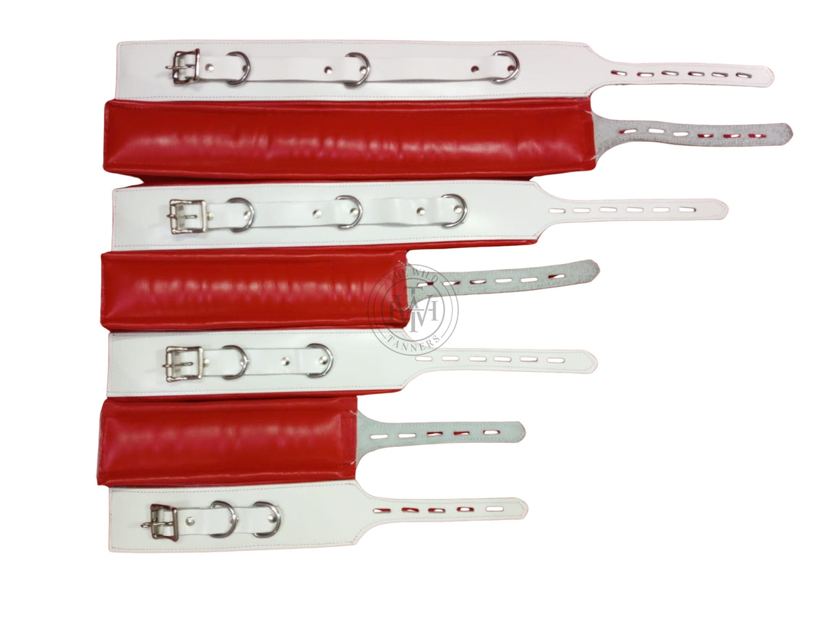 7 Pcs Set of Genuine Leather Bondage Handcuffs, view 3