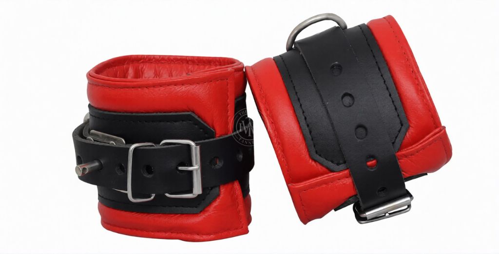 5 Pcs Set Premium Leather Bondage Handcuffs, view 4