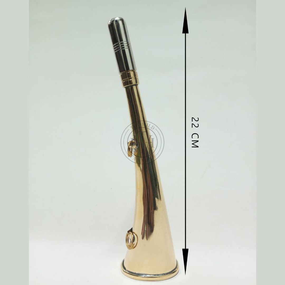 Solid brass fox hunting horn, view 5