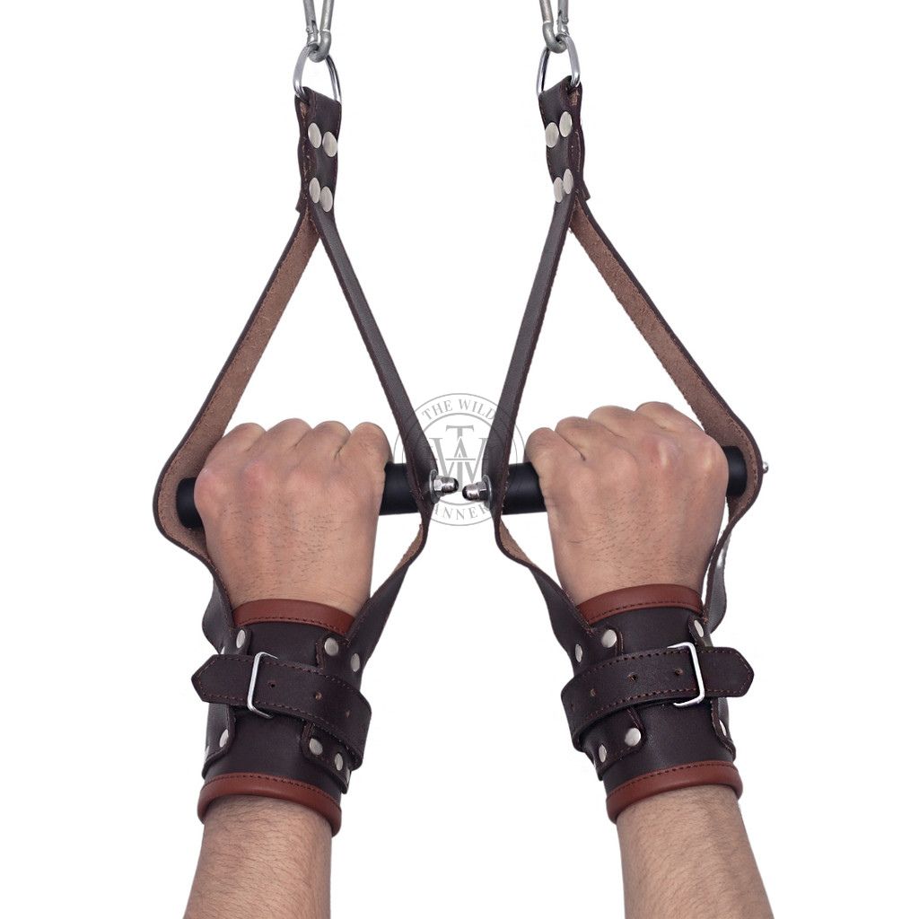 Brown Leather Wrist Suspension Cuffs, view 4
