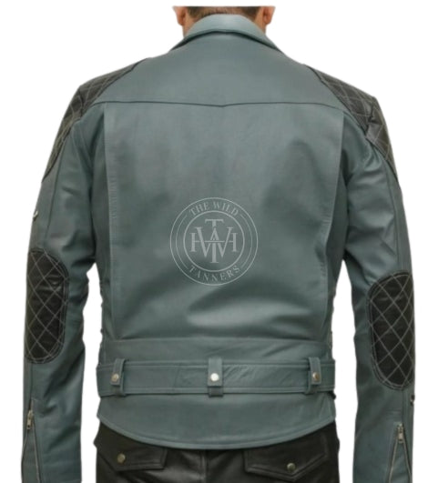 Genuine Leather Biker Jacket Mens, view 3