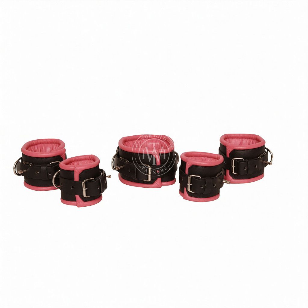 5 Pcs Leather Bondage Handcuffs Set, view 4