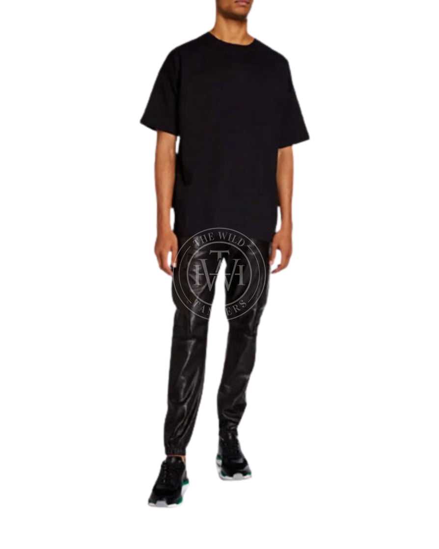 Men's Genuine Leather Track Pants, view 3