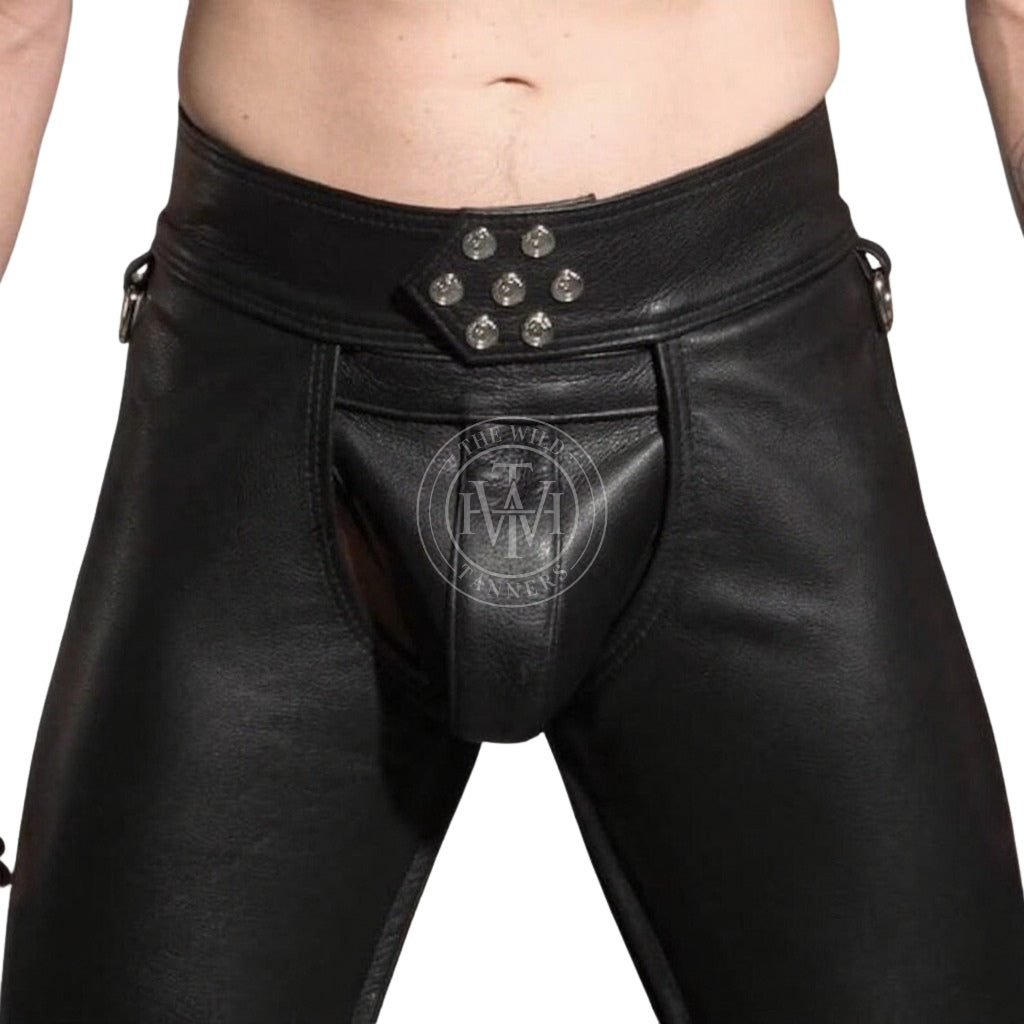 Men's real leather assless chaps, view 3