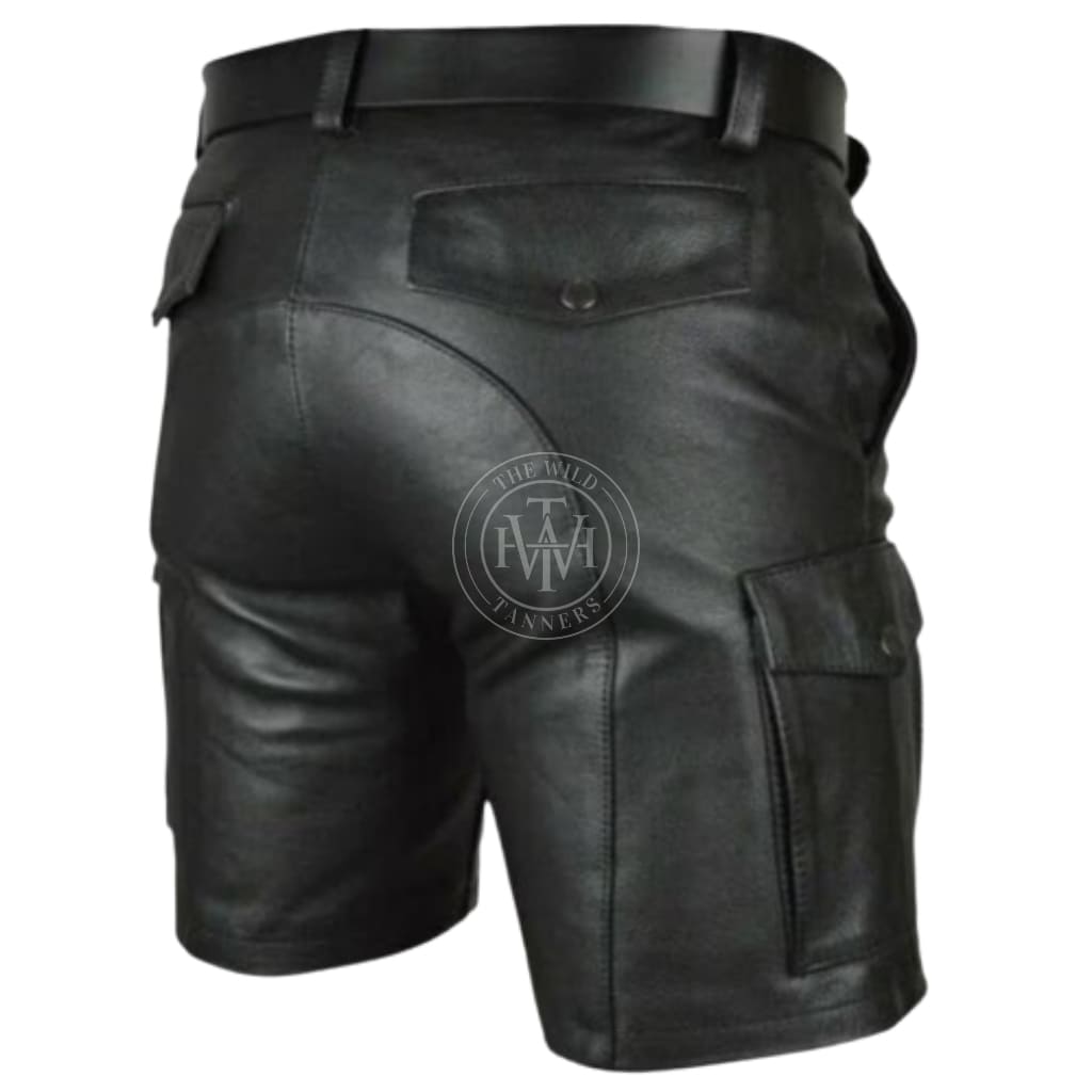 Leather Shorts with Belt, view 3