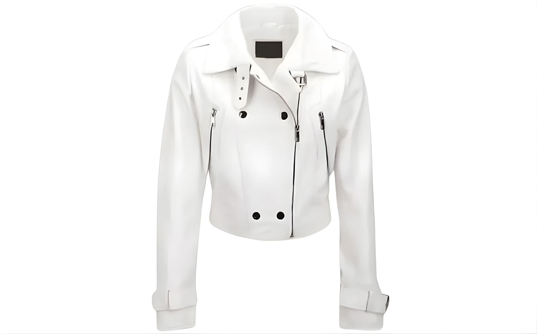 Women's genuine leather zip-up jacket