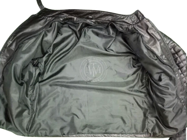 Genuine Quilted Leather Bomber Jacket, view 5