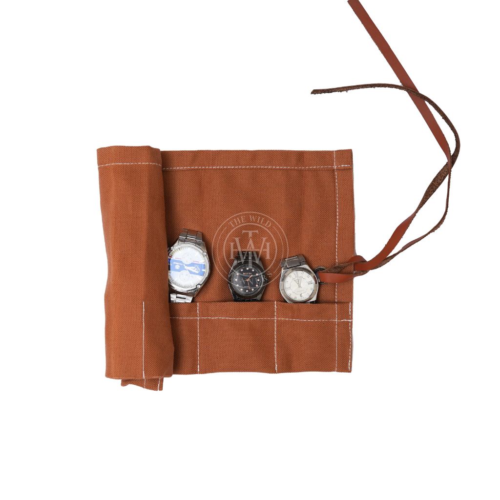 Premium Canvas Watch Rolls with 6 Pockets, view 3