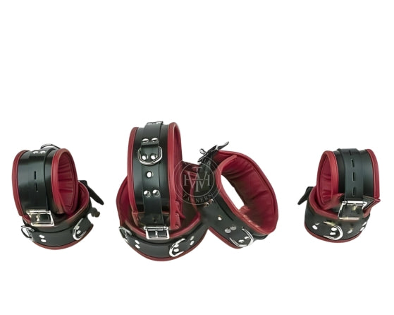 7 Pcs Leather Bondage Wrist Ankle Restraints Cuffs, view 3