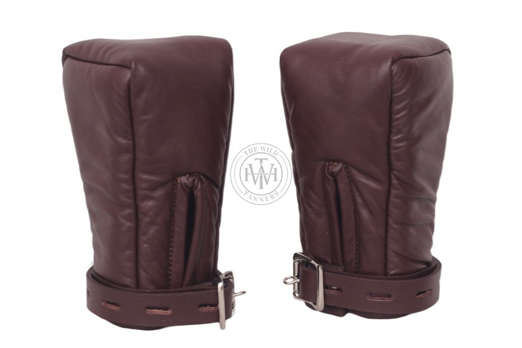 Brown Padded Bondage Mittens, view 4