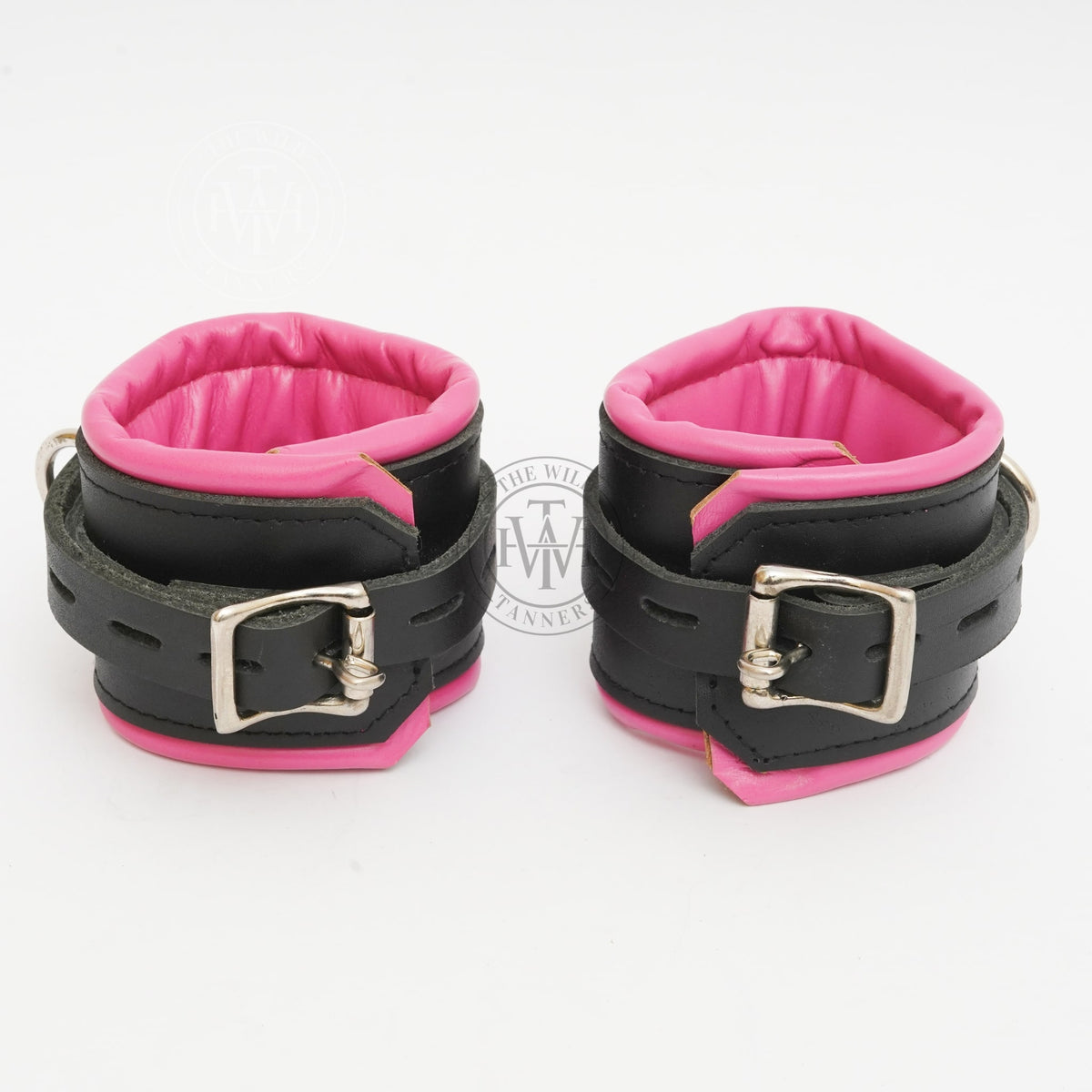 7 Pcs Leather Bondage Cuffs With Black Straps, view 4