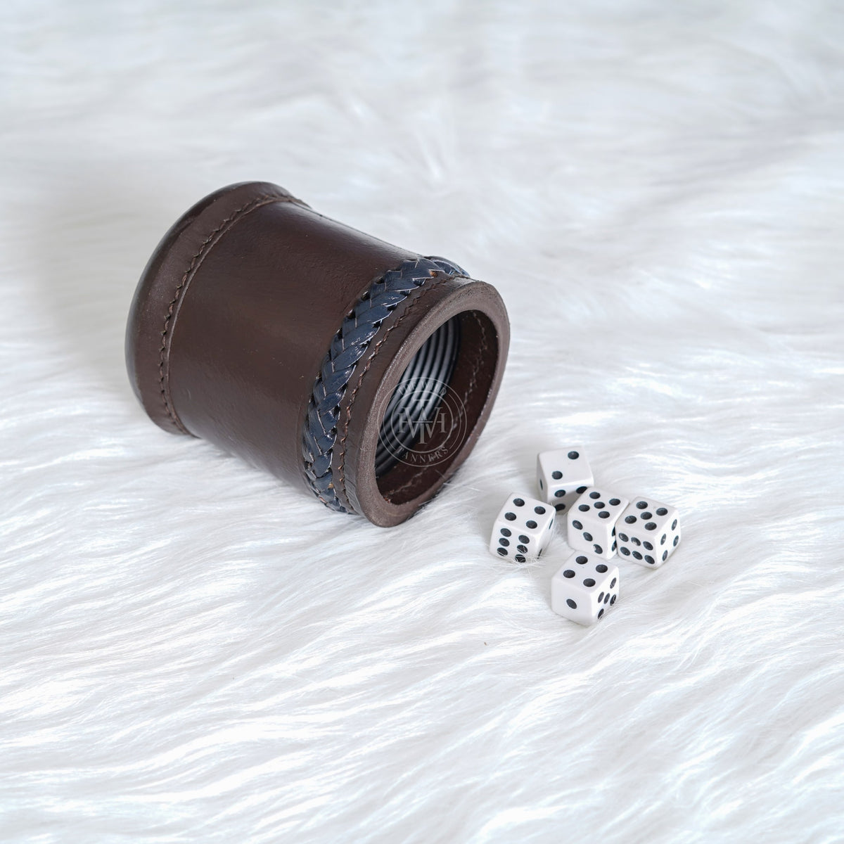 Antique Leather Dice Cup, view 4