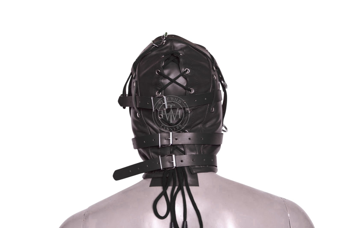 Triple Straps Leather Bondage Hood, view 4