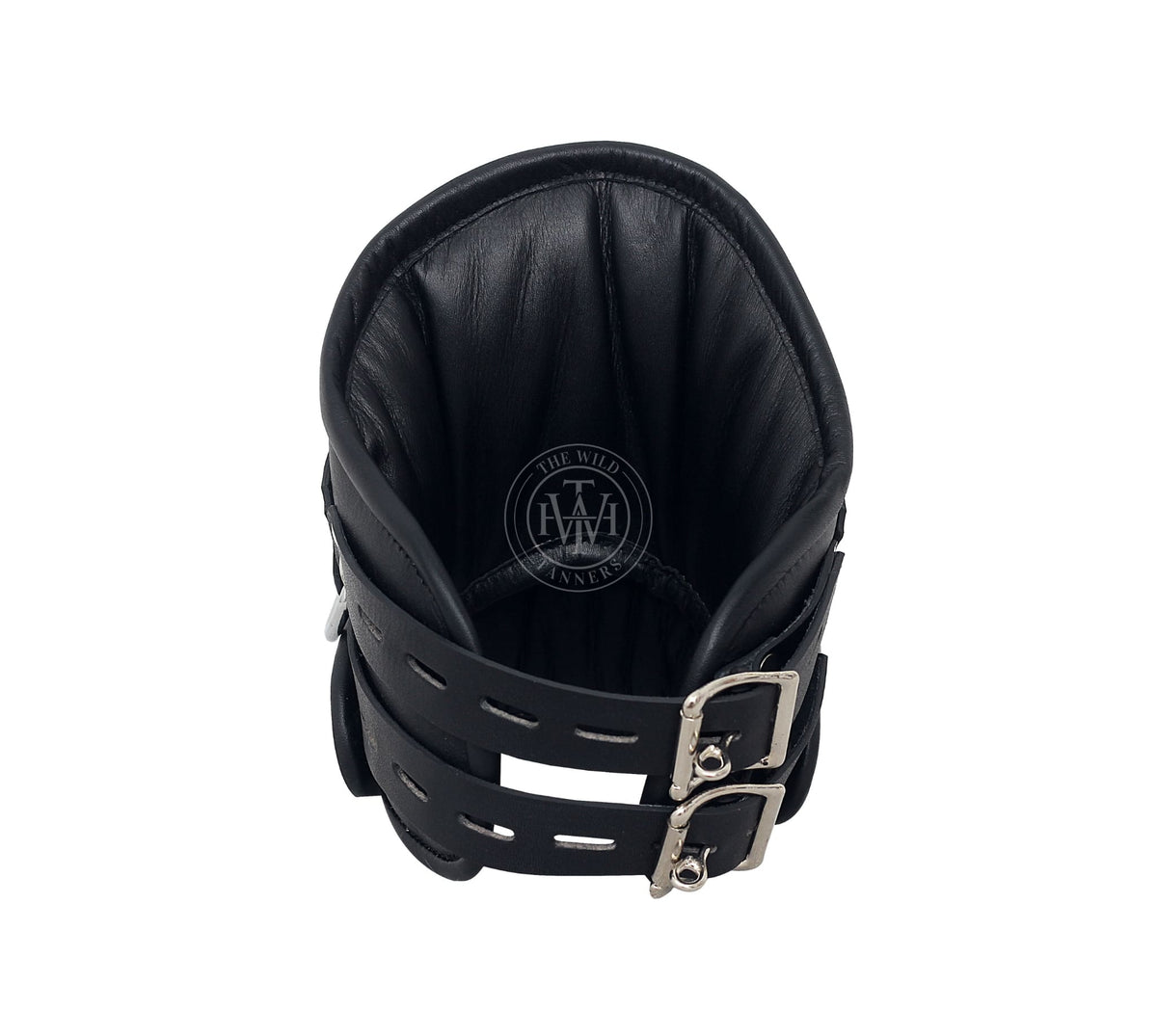 Genuine Leather Bondage Posture Collar with Dual Straps, view 4