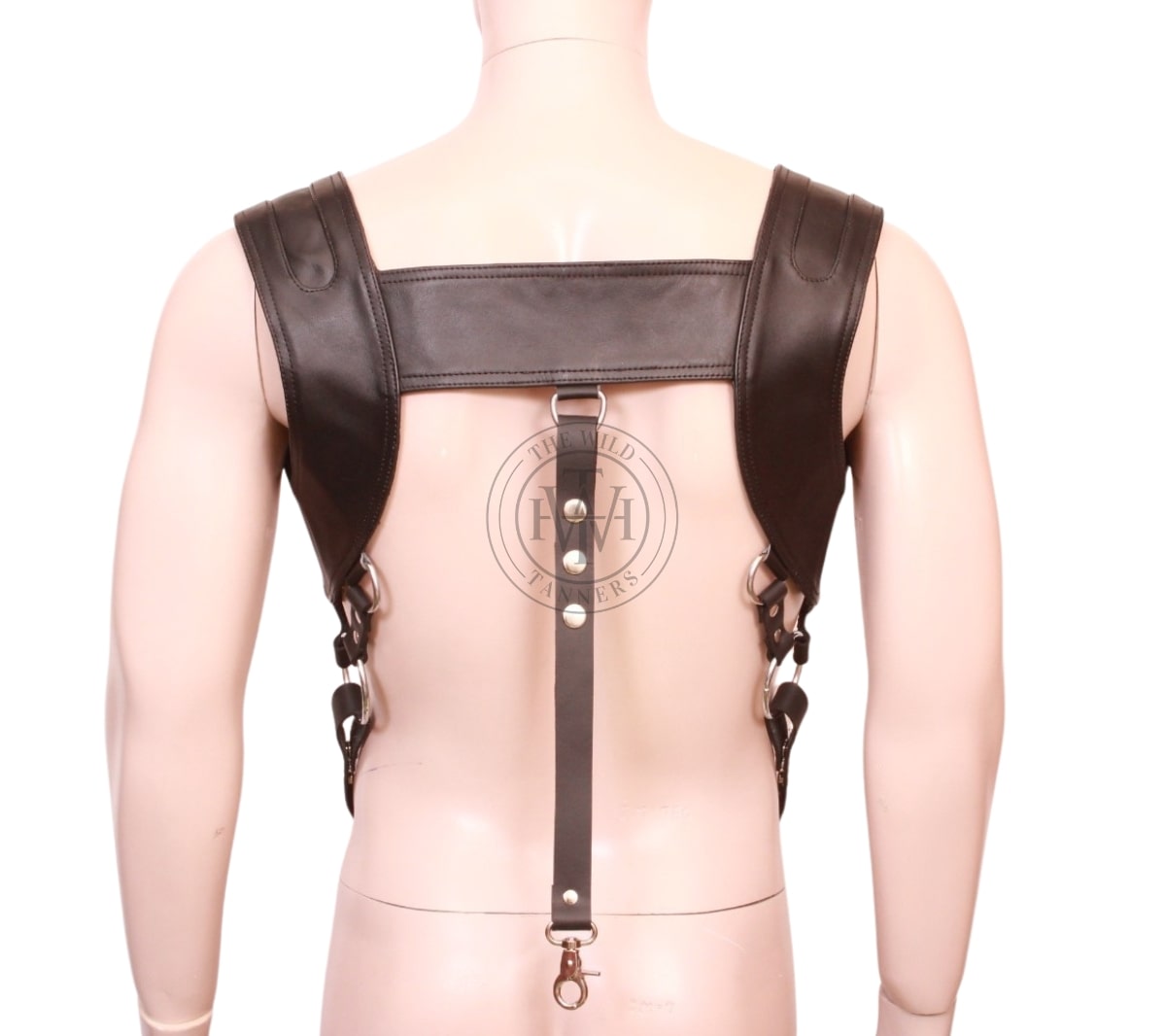 mens leather full body harness with clip straps