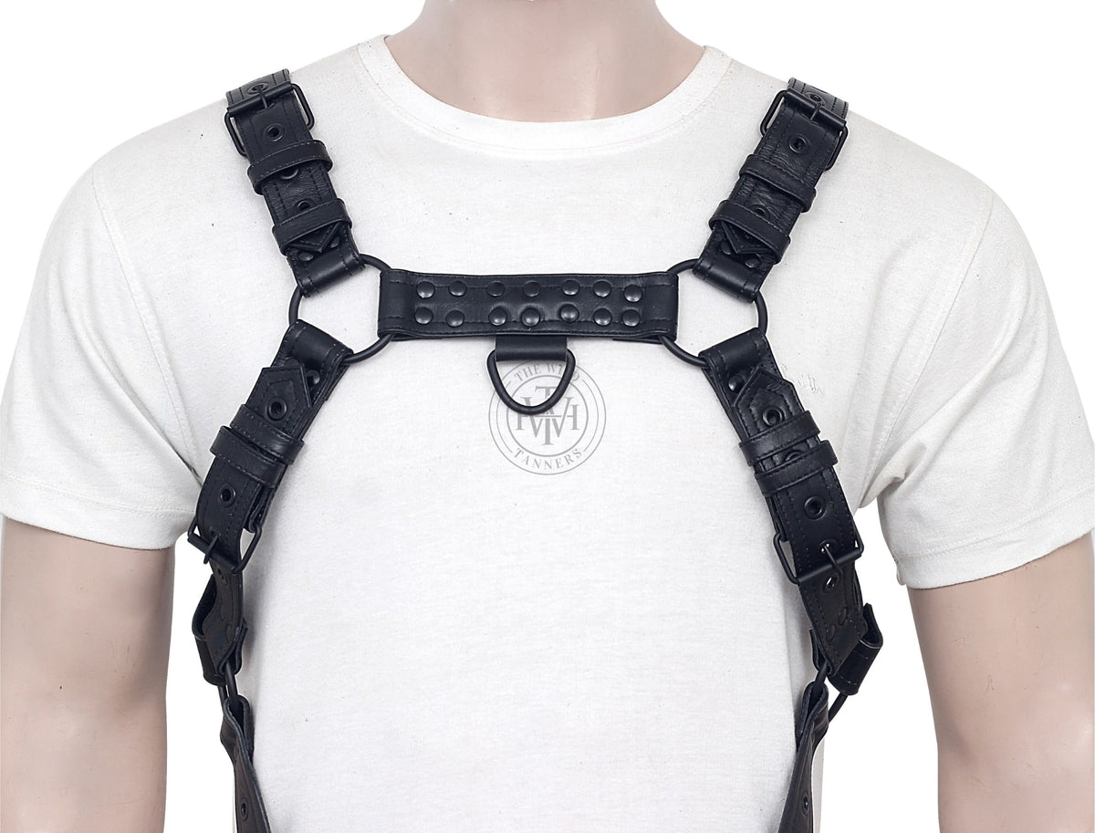 Leather bondage harness and jockstrap set, view 4