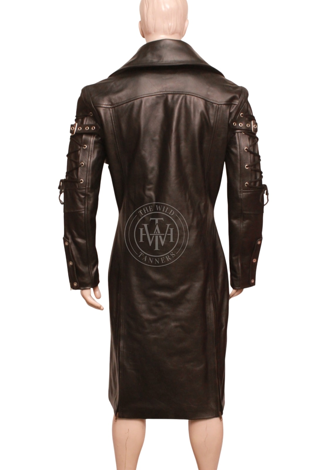Men's Long Leather Trench Coat, view 4