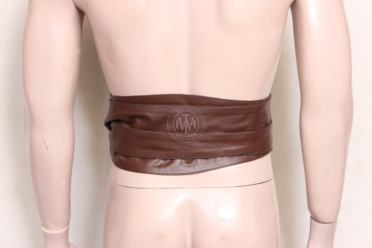 Brown Leather Belt Obi For Women, view 4