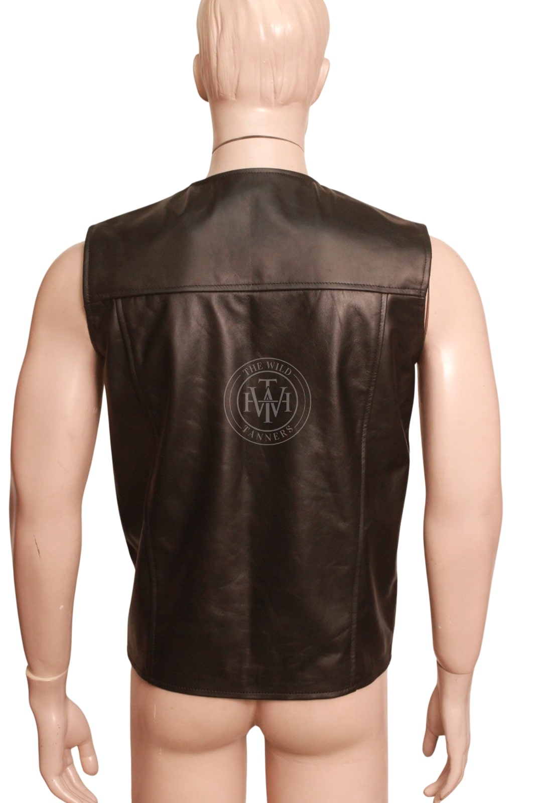 Stylish Brown Leather Vest for Men, view 4