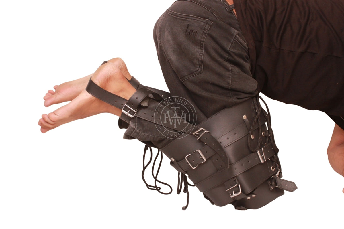 Leather leg binder for pet play, view 4