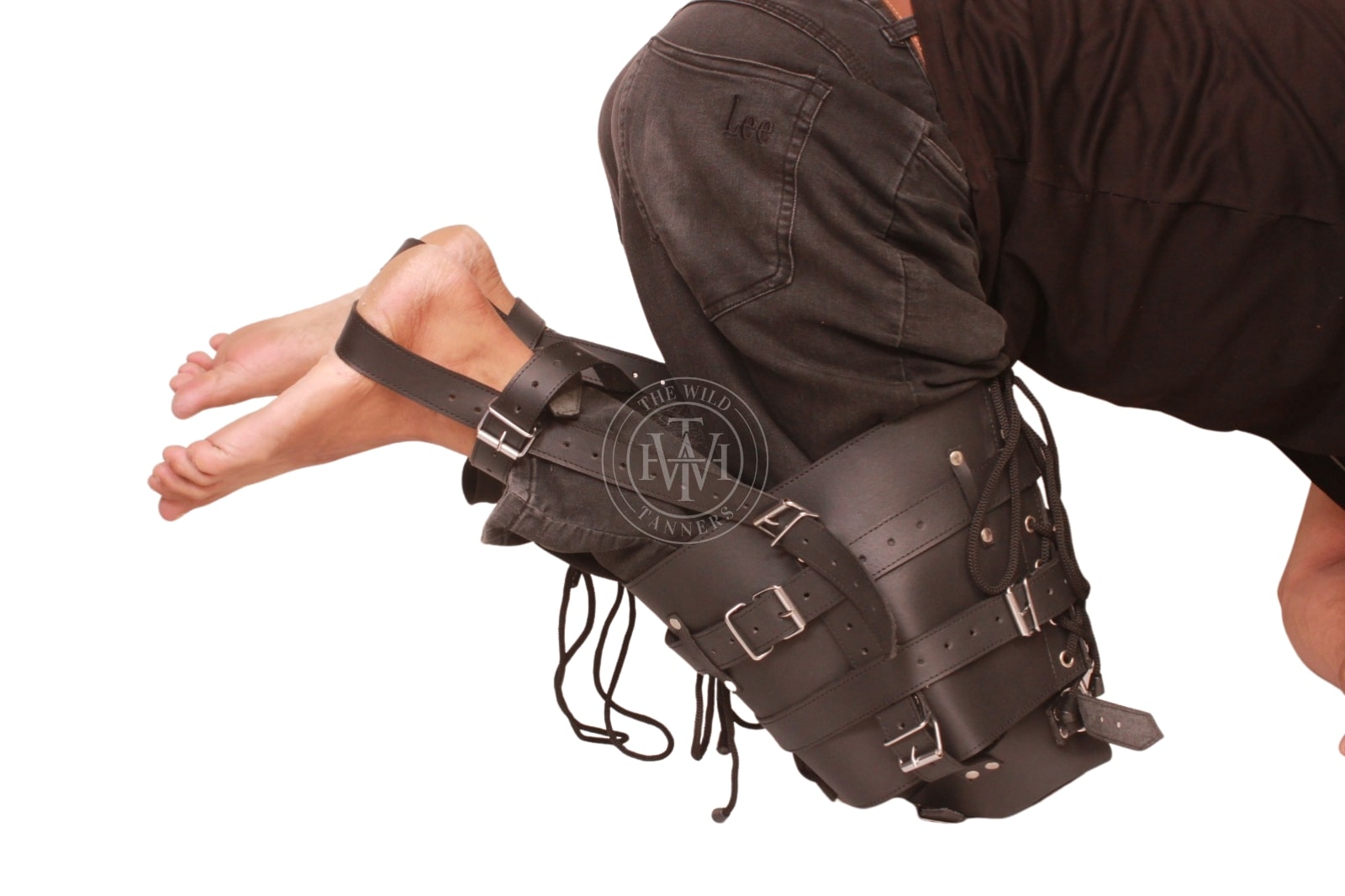 leather leg binder, leather restraint, leather pet crawler