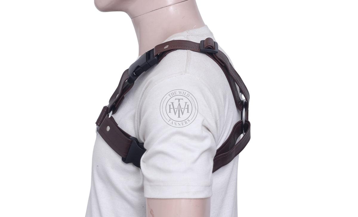 Leather Chest Harness For Mens With Front D-Ring, view 4