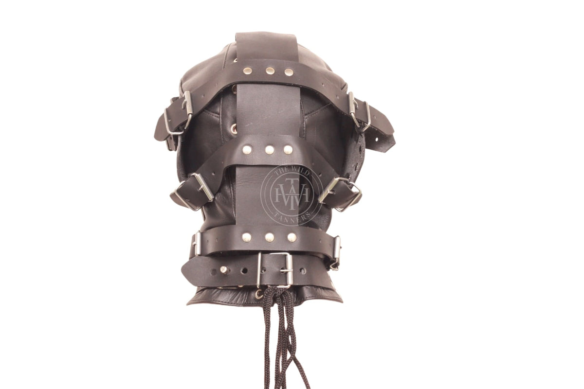 Premium Leather Bondage Hood with Mouth Gag, view 4