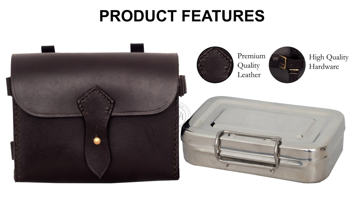Hunting Sandwich Tin with Brown Leather Saddle Attach Case, view 4
