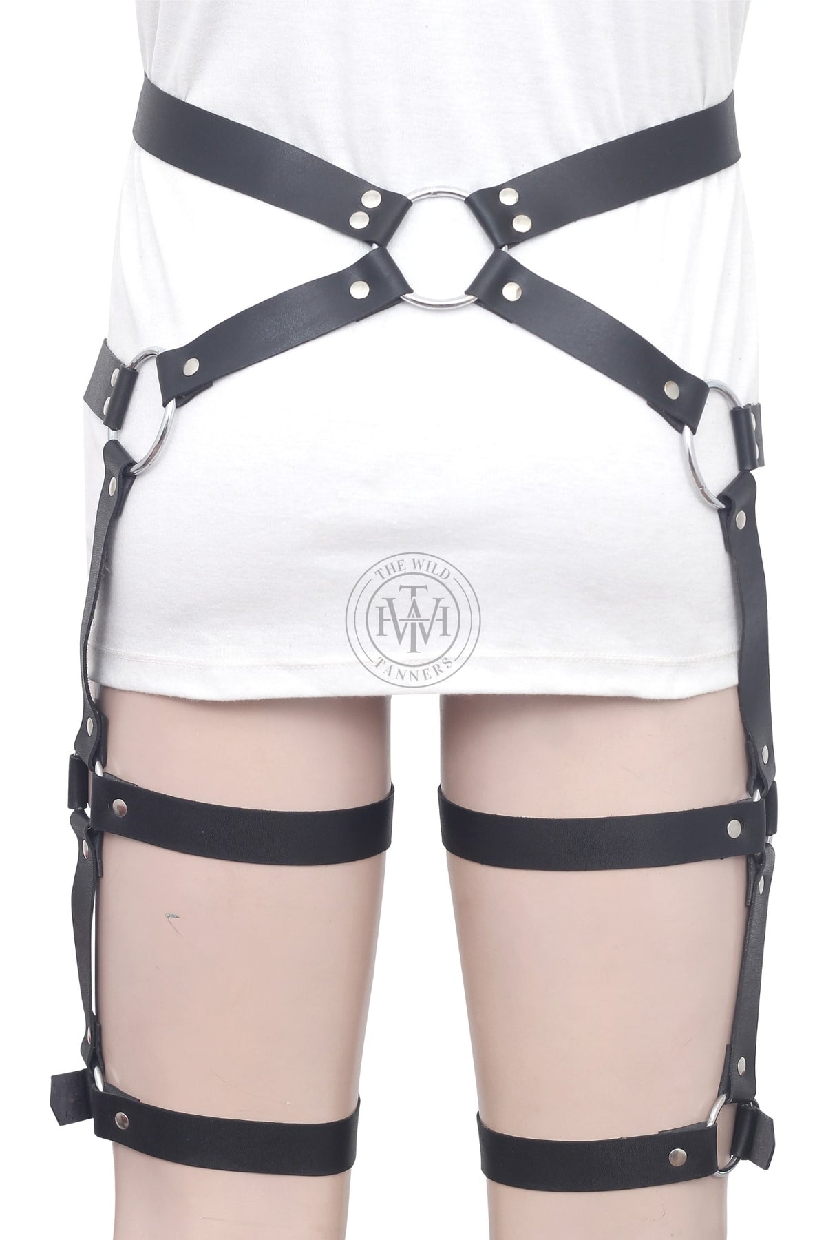 leather waist to thigh harness multi strap garter