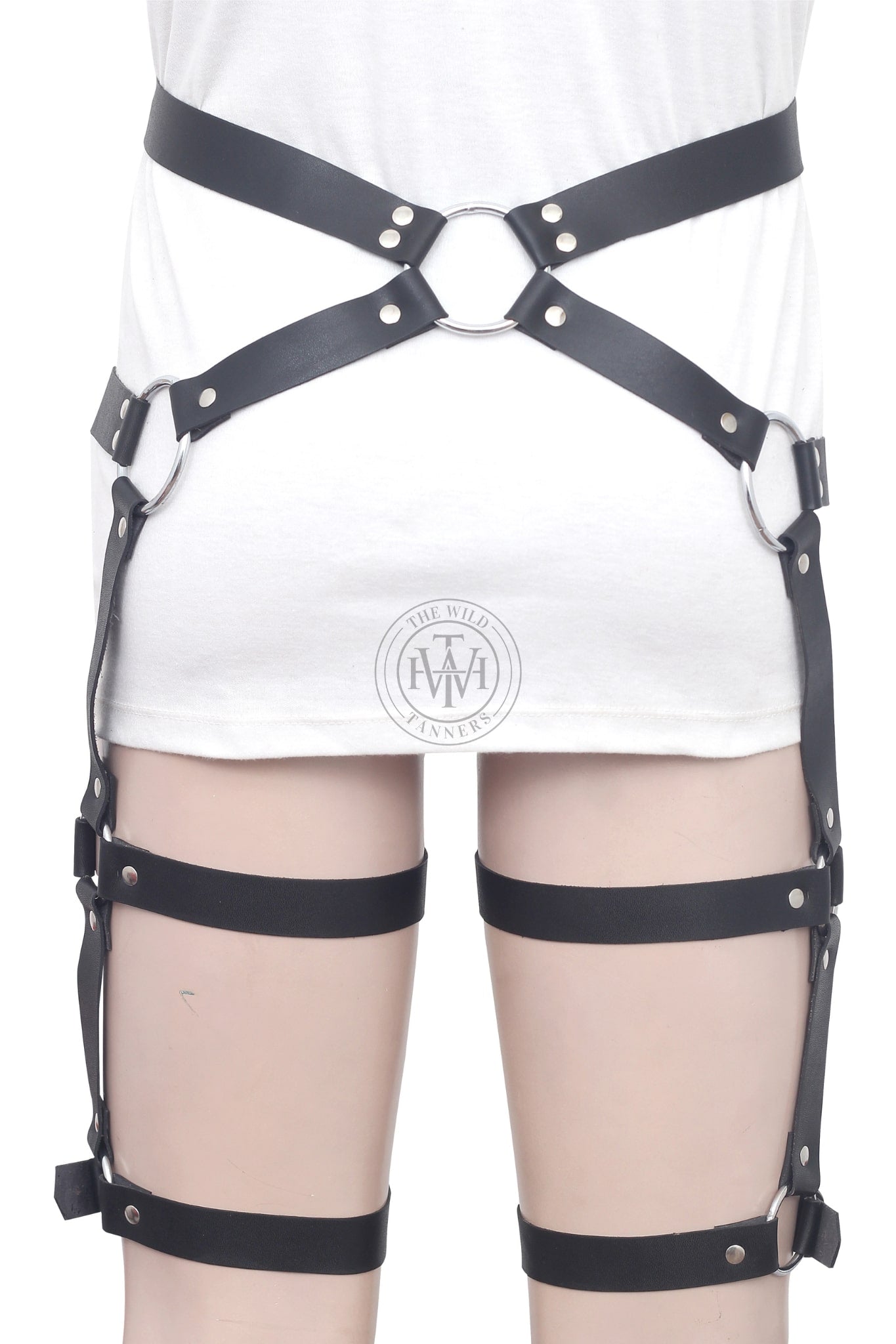 leather waist to thigh harness, men’s leather thigh harness, bondage waist and thigh harness, bdsm leather thigh restraint harness, gay leather waist to thigh harness