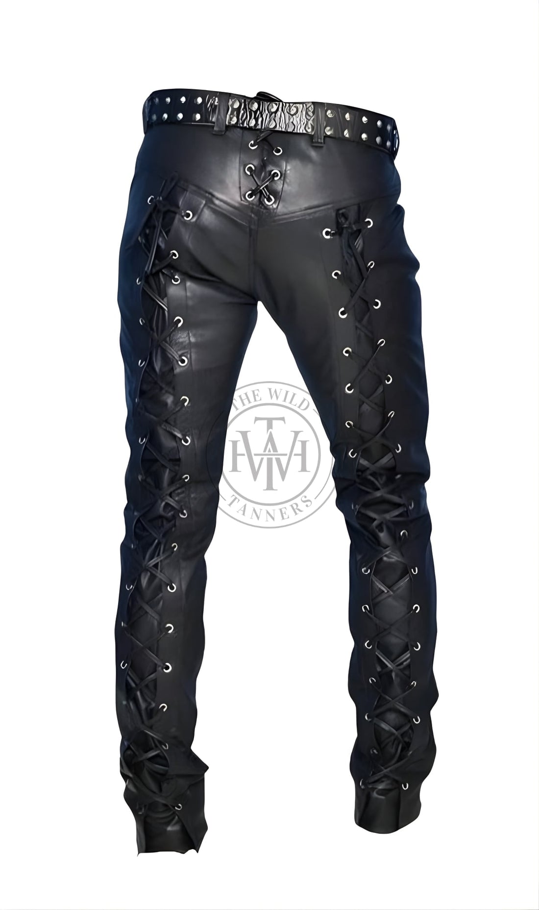 Leather Pants with Adjustable Laces Closure