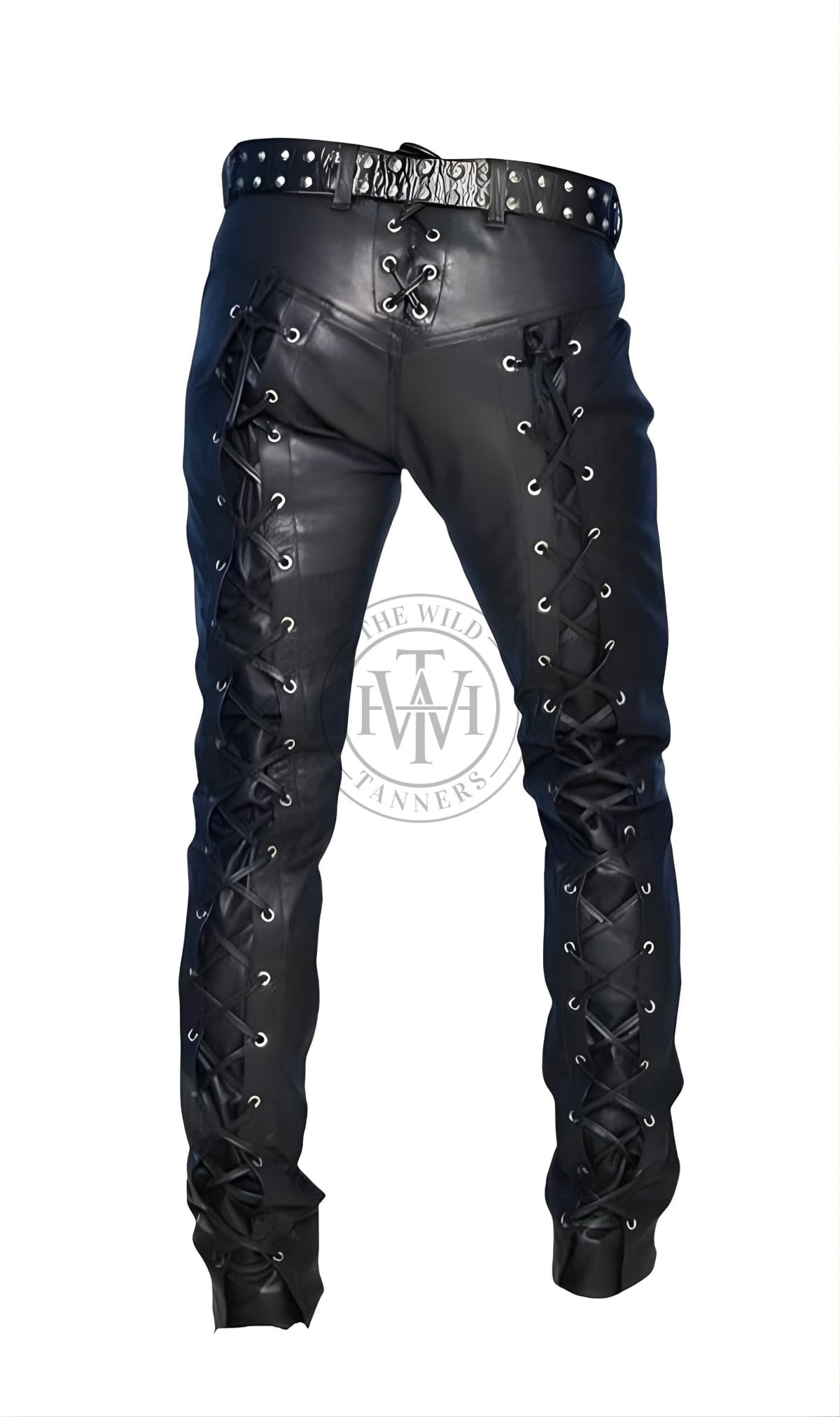 Leather Pants with Adjustable Laces Closure, view 2