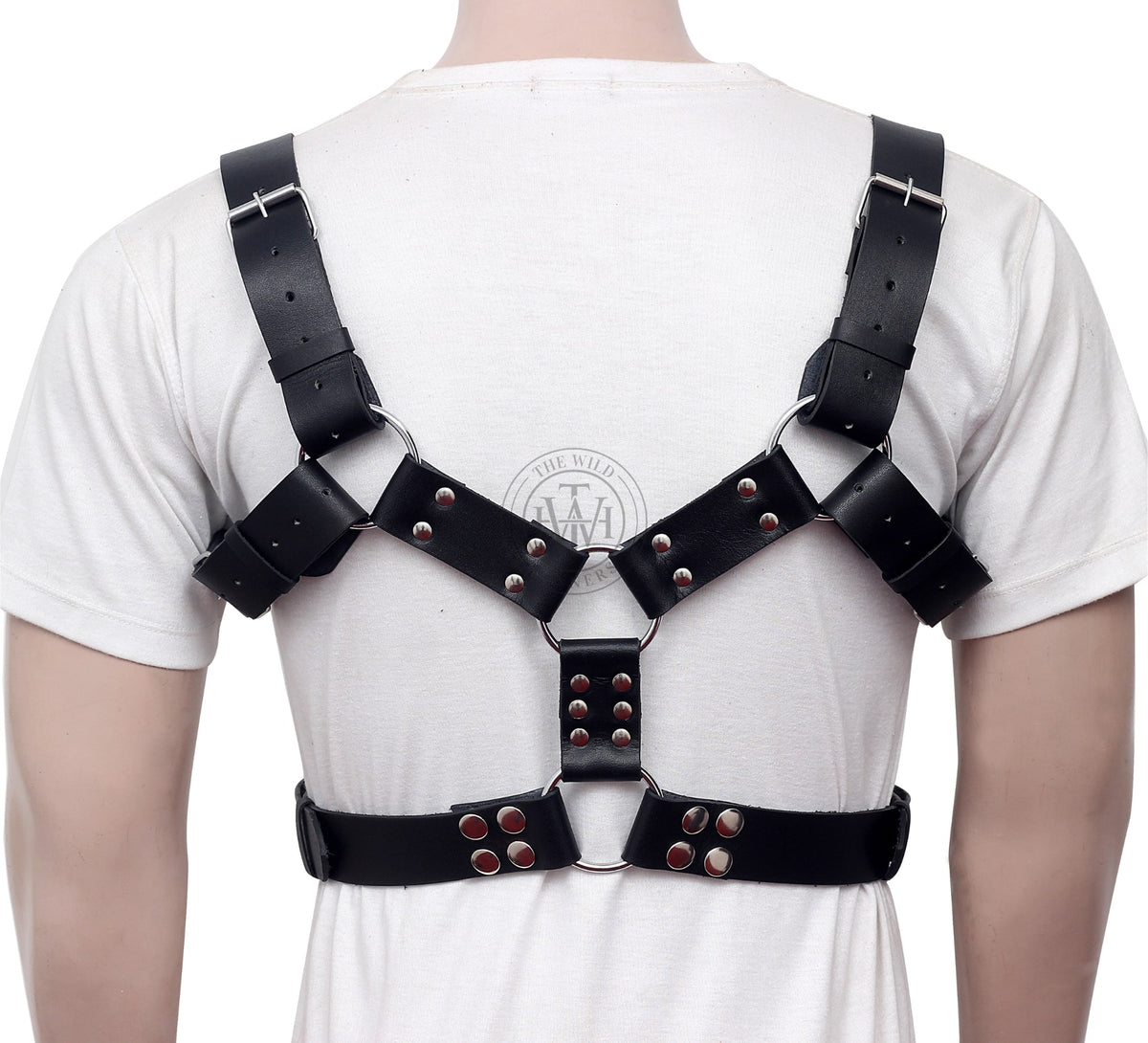 Handmade Leather Chest Harness BDSM With Studded Straps, view 4