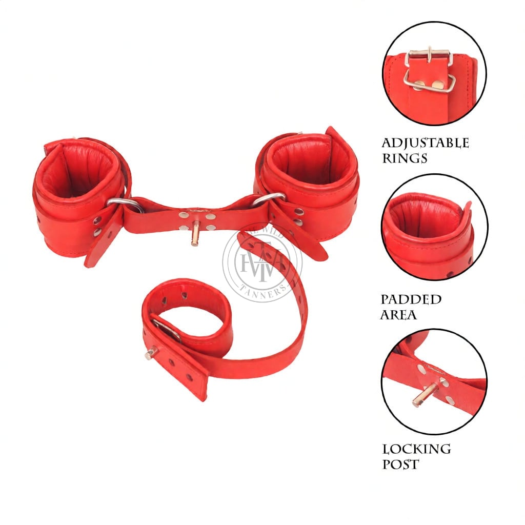 Wrist to Ball Leather Handcuffs, view 4