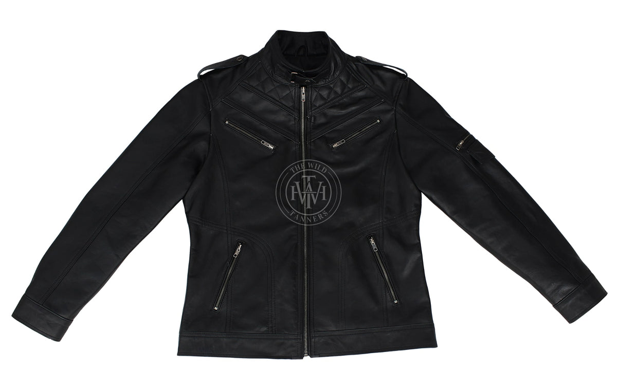 Premium Quilted Leather Jacket For Mens, view 4