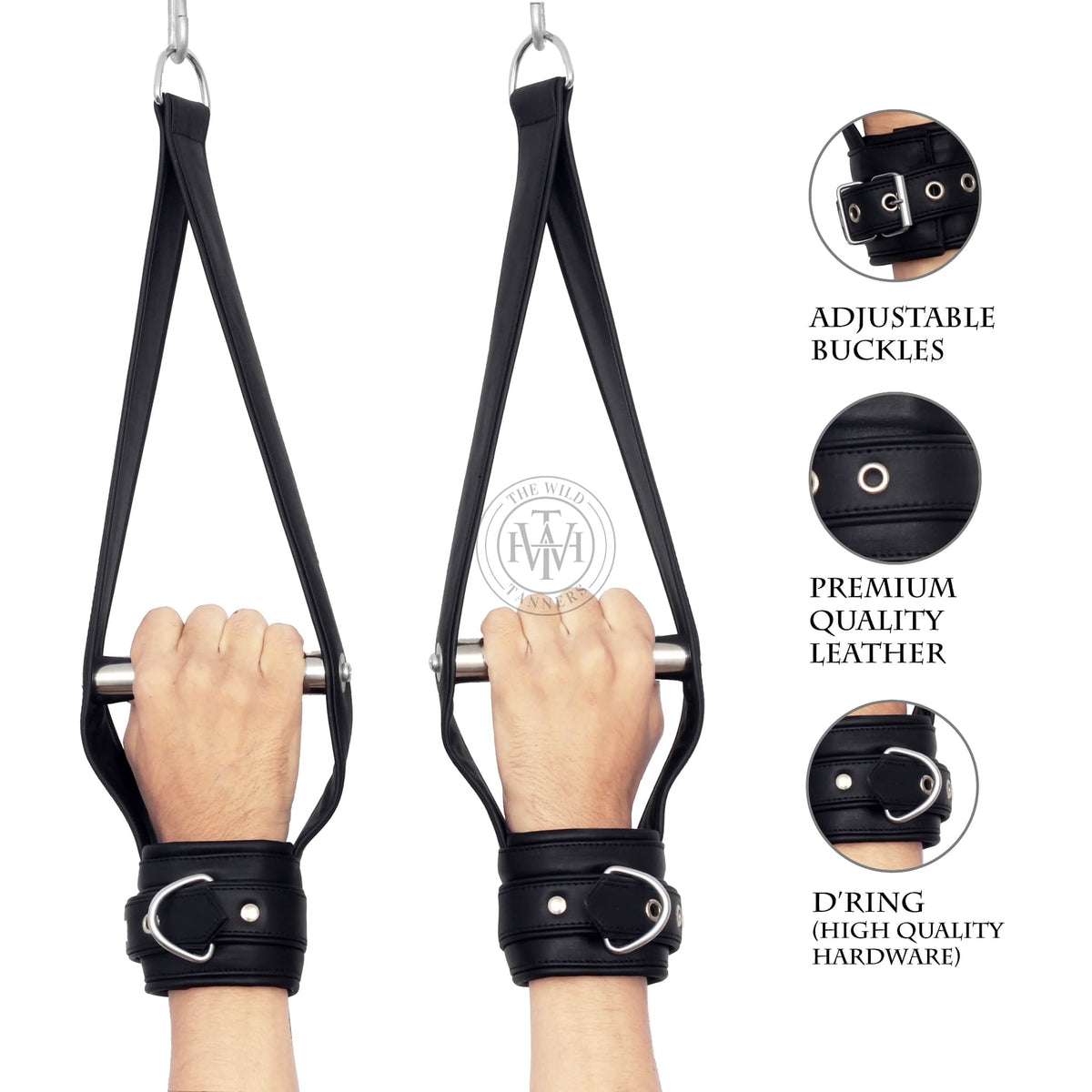 Leather Bondage Suspension Wrist Cuffs, view 4