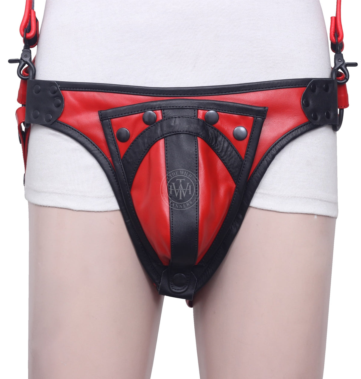 Men's leather body harness and jockstrap, view 5