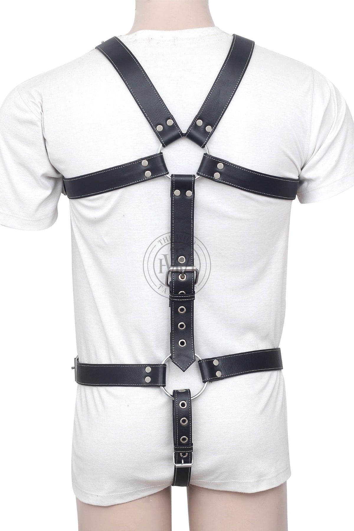 Leather BDSM Body Harness With Buckles, view 4