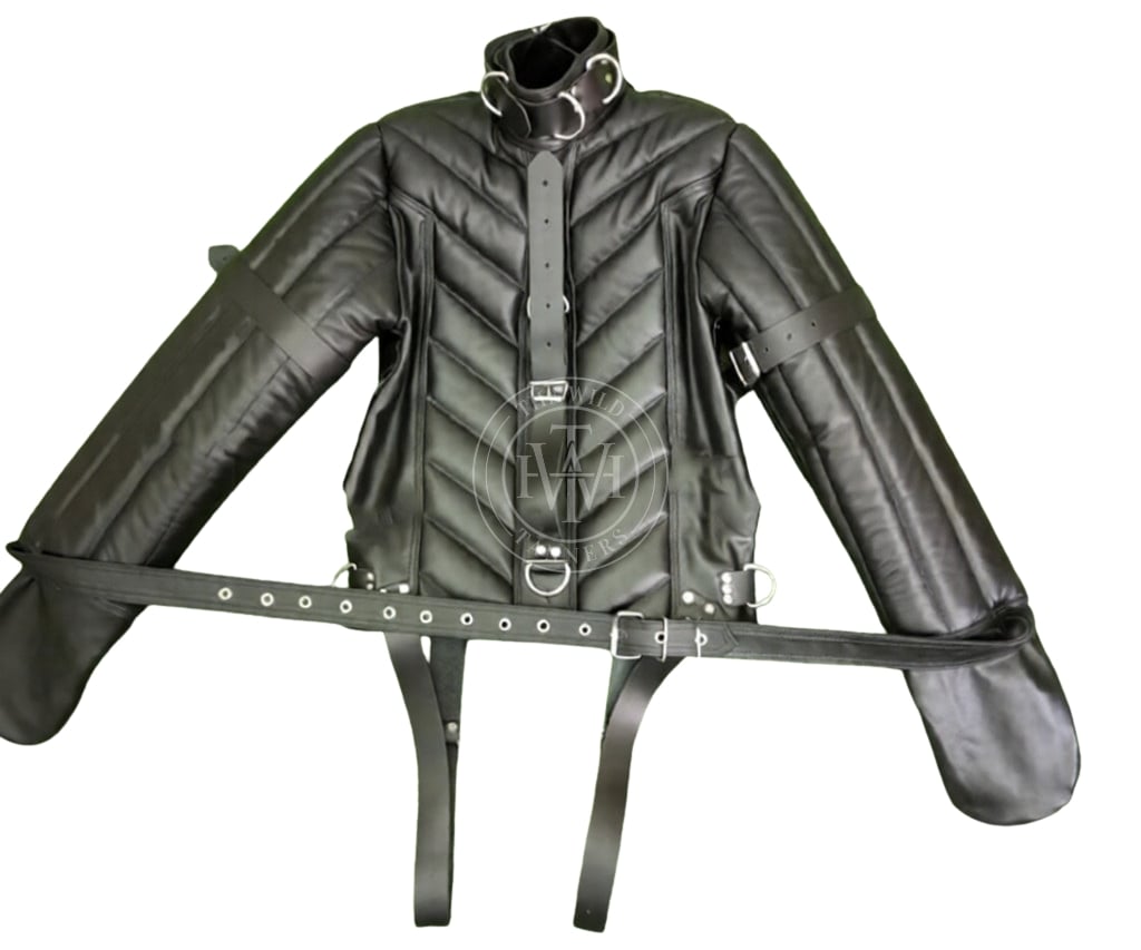 Leather Straitjacket Bondage, Leather Straight Jacket, straight jacket bdsm, leather straitjackets, leather kinky straitjacket