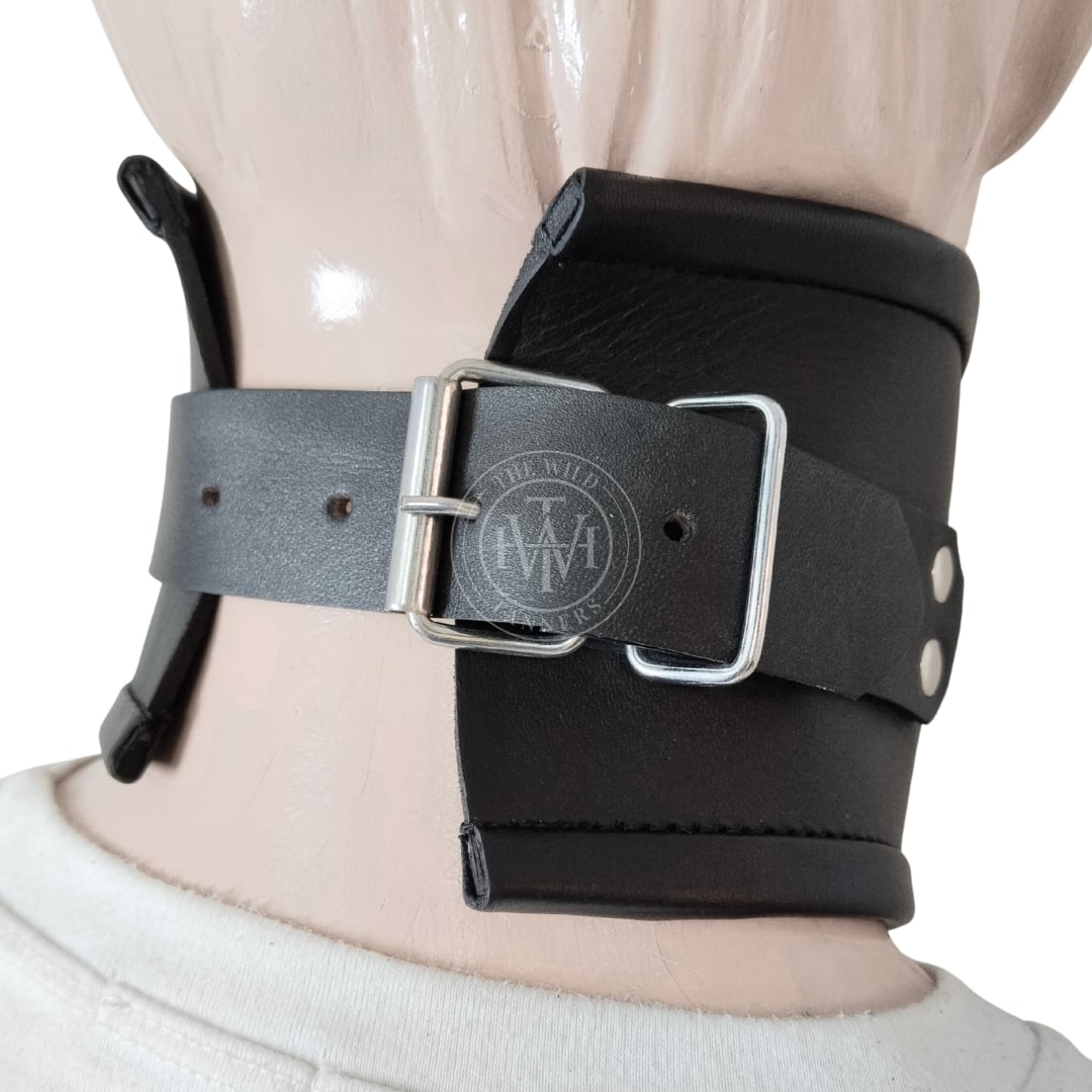 Real Leather Bondage Posture Collar, view 4