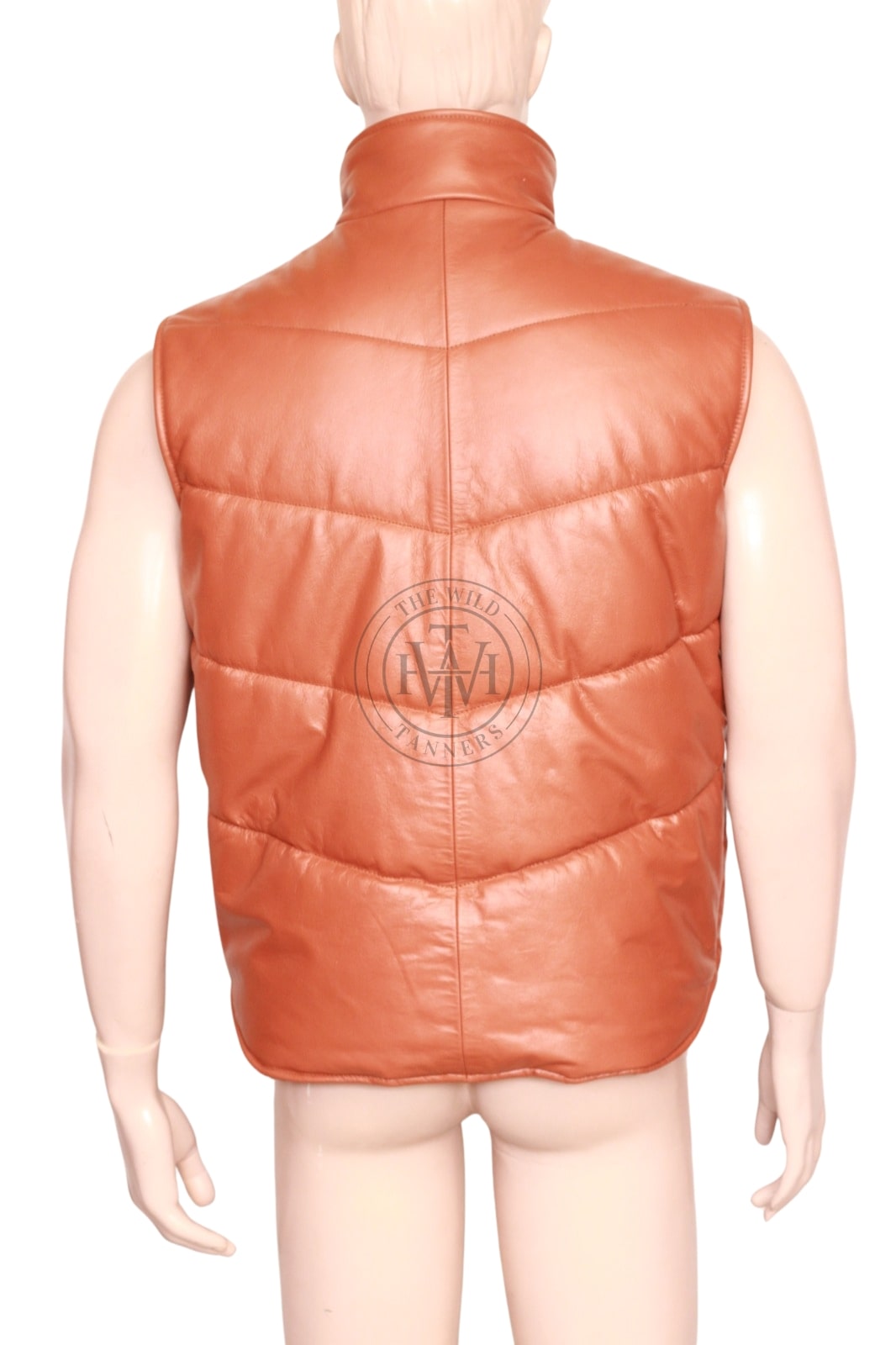 Leather Motorcycle Puffer Vest for Men, view 4