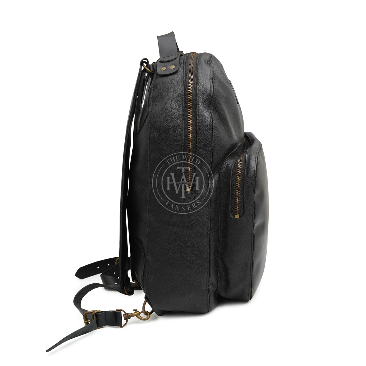 Premium Black Leather Backpack, view 4