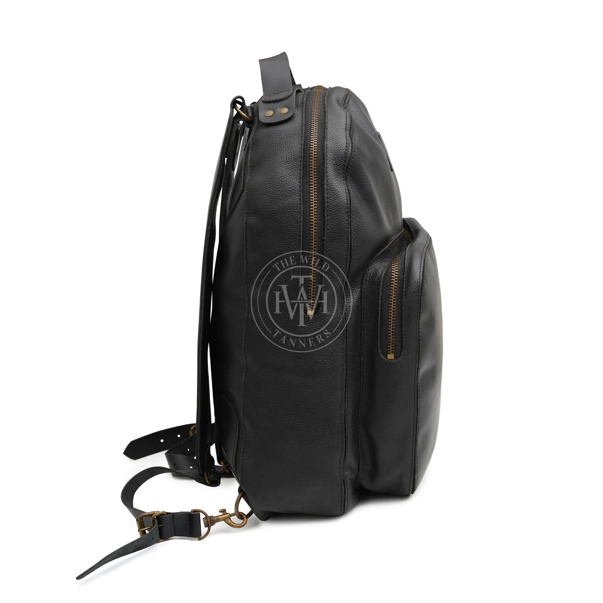 Premium Black Leather Backpack