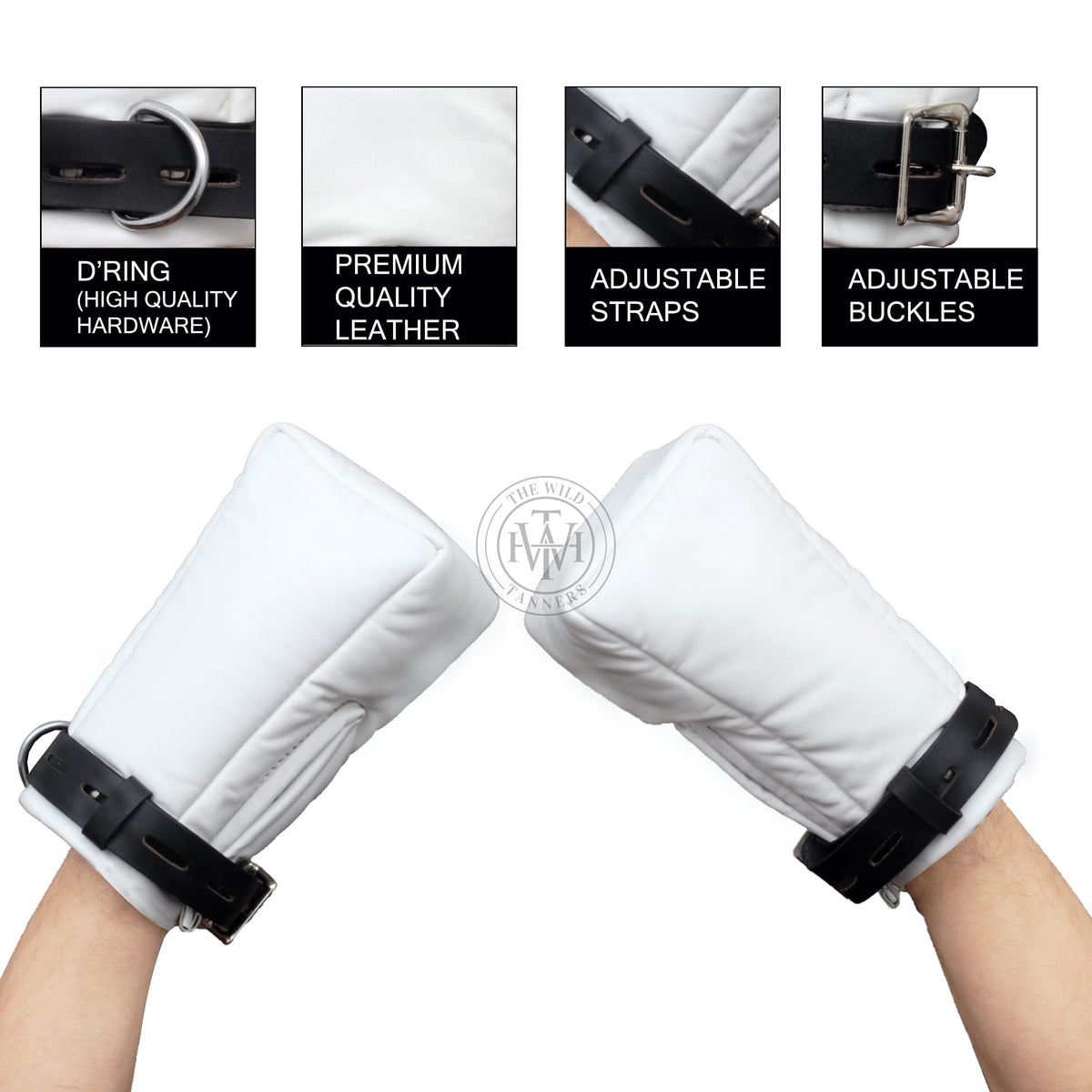 Leather Fist Restraints Bondage Mittens, view 4