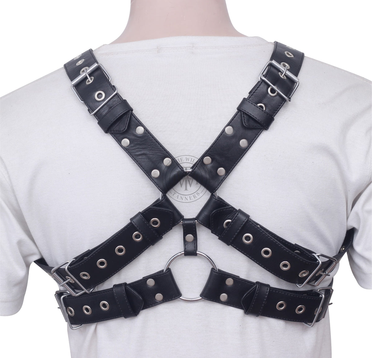 Leather Chest Harness For Men With Rivet Studded Straps, view 4