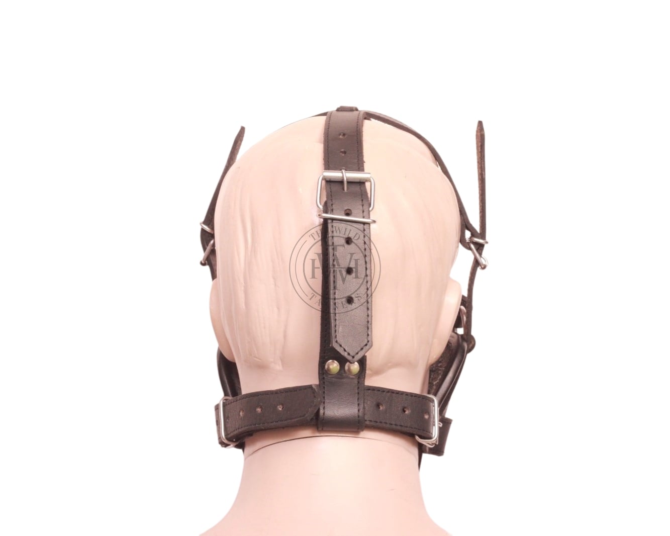 Front view of model wearing BDSM Head Harness